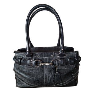 Coach Black Pebbled Leather Handbag EUC